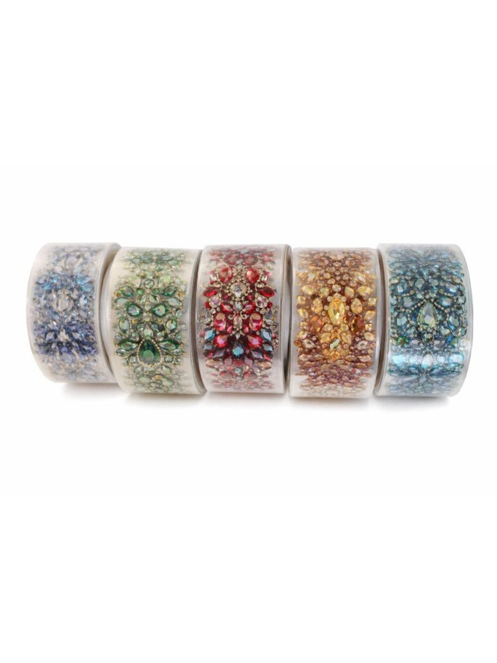 5-Piece Decorative PET Tape Set With Intricate Jewel Design In Multicolor
